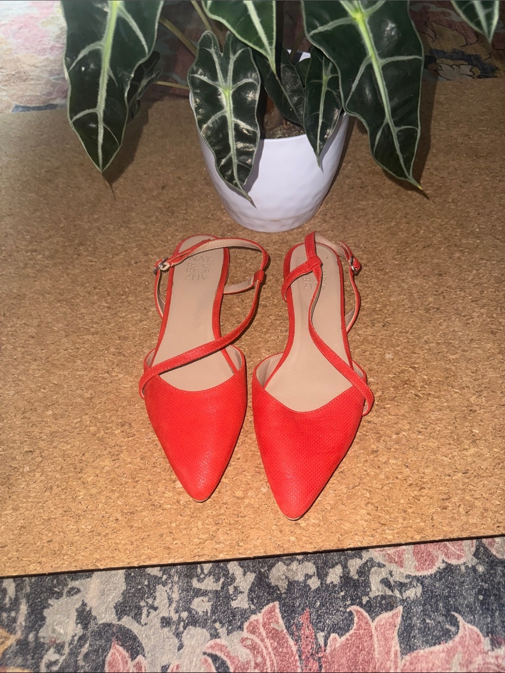 Naturalizer Orange-Red Pointed Slingback Flats